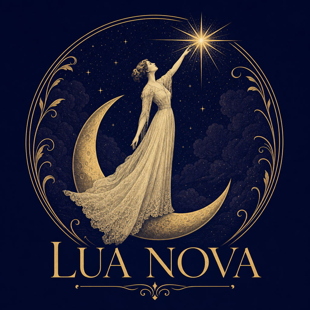Lua Nova Studio — mulher no crescente alcançando a estrela